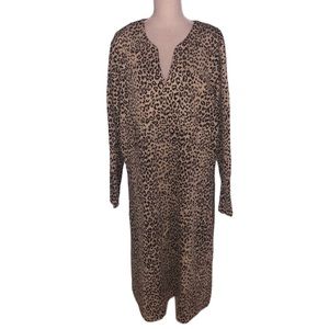 Ashley Stewart leopard print long sleeve midi dress
